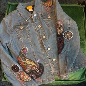 Ruby Rd Embroidered Denim Jacket | Lightweight Paisley | Size 10